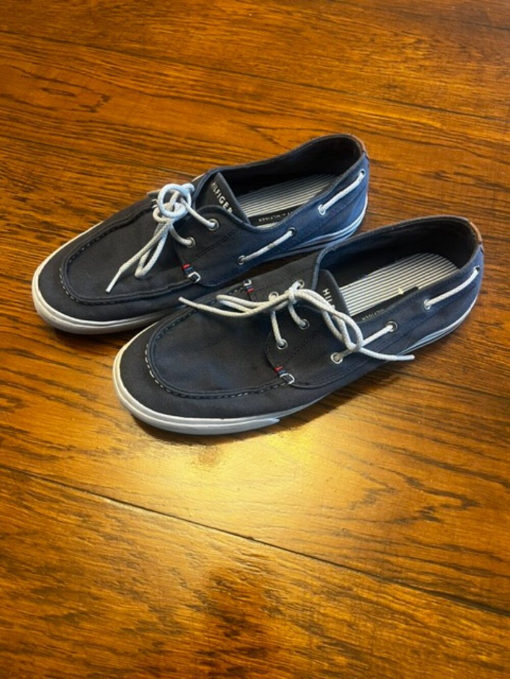 Men's Tommy Hilfiger Boat Shoe, Size 10, Navy Blue, Canvas Material,